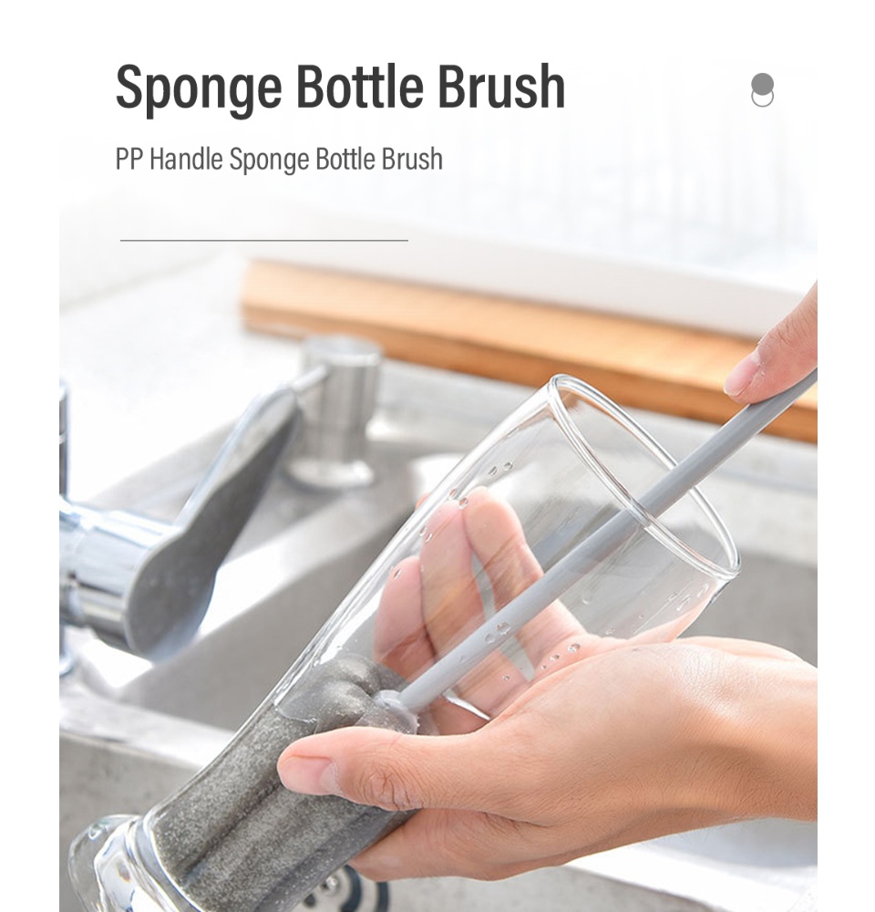 PP Short Handle Sponge Bottle Brush-1